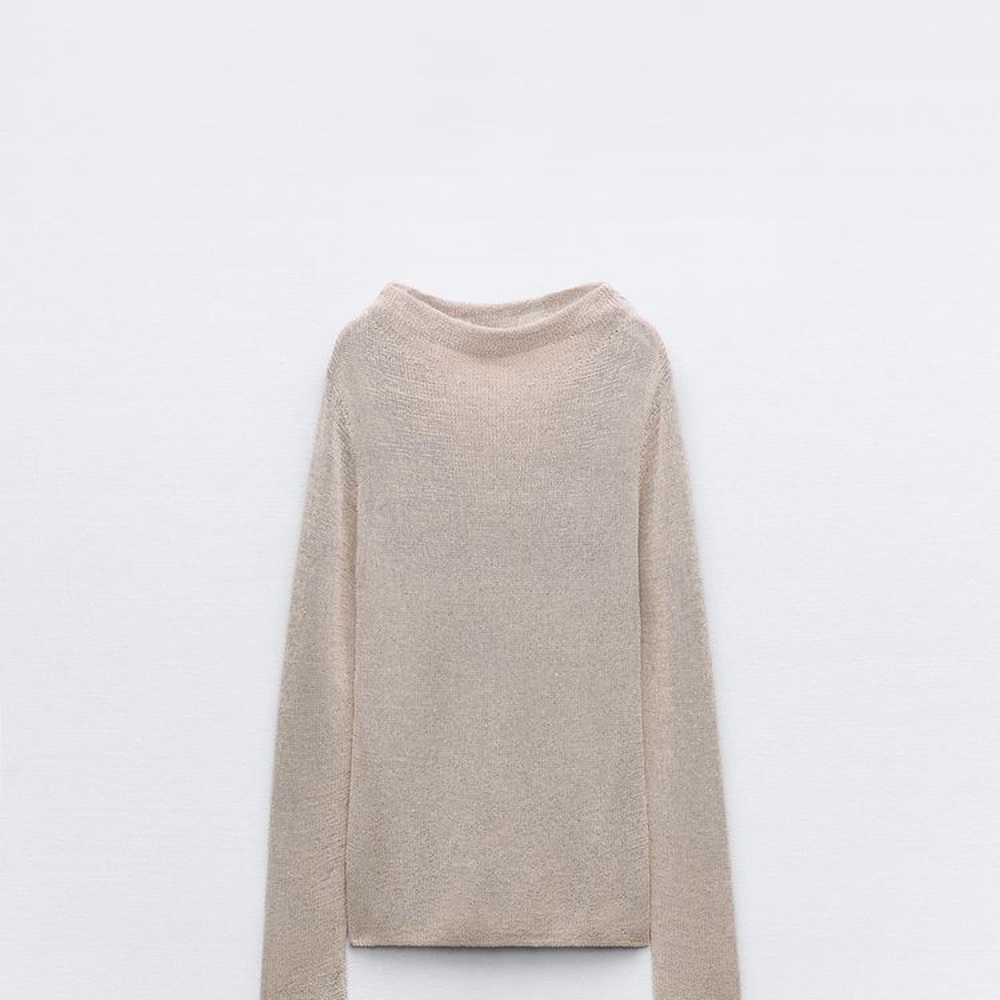 Zara Cream/ blush Long Sleeve Top